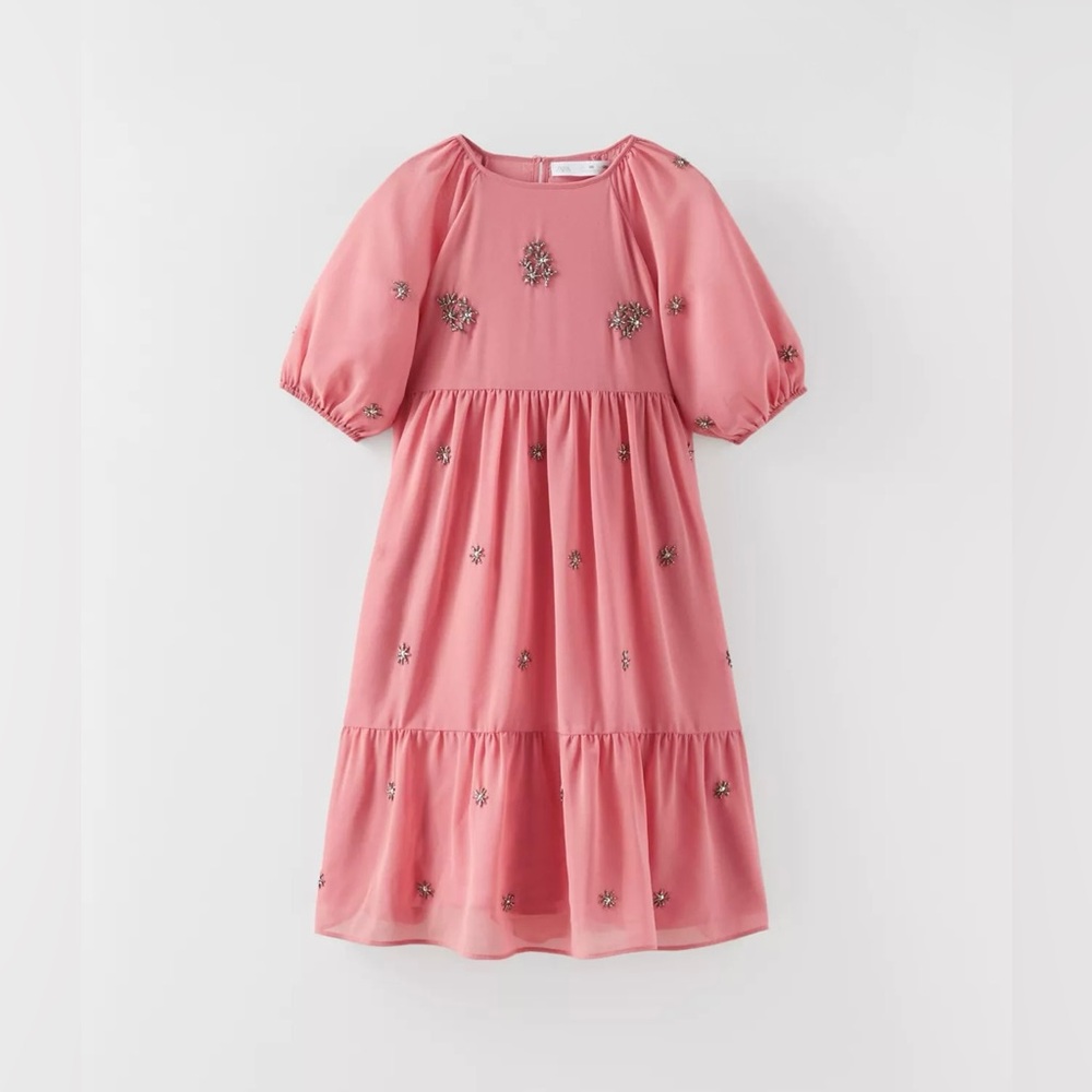 Zara girl’s shinny appliqué dress